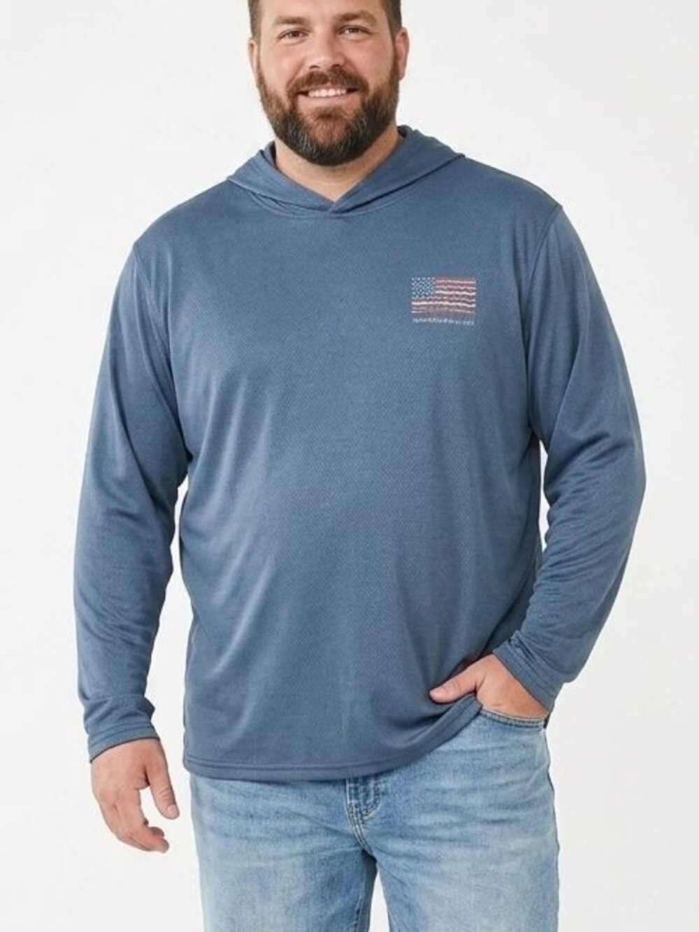 NWT Coleman Men’s XL Blue UPF 50+ Sun Protection Long Sleeve Hoodie Graphic Shir